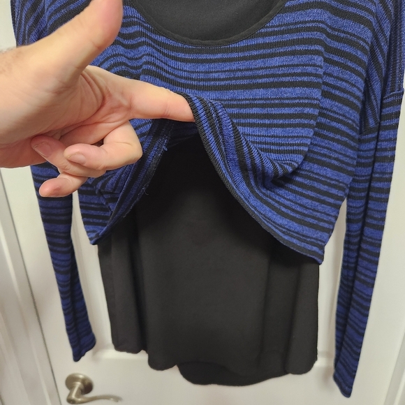 Jessica Simpson Blue and Black Striped Top - Picture 3 of 4
